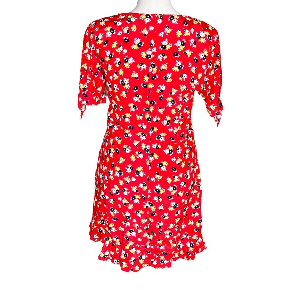 Faithfull the Brand mini dress floral ruffle daphne flirty women's size 10 - Picture 3 of 12